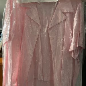 Long two piece sleeveless dress with cover up button down shirt, dry cleaned